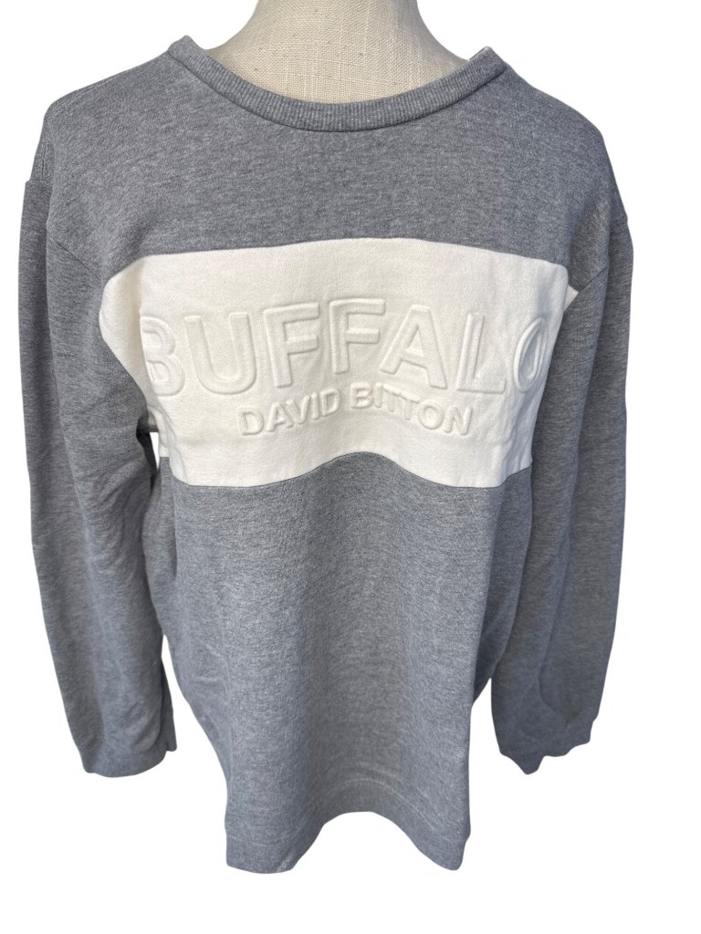 Buffalo David Bitton Gray Sweatshirt Crewneck Embroidered Logo Mens Xl Cotton Bl